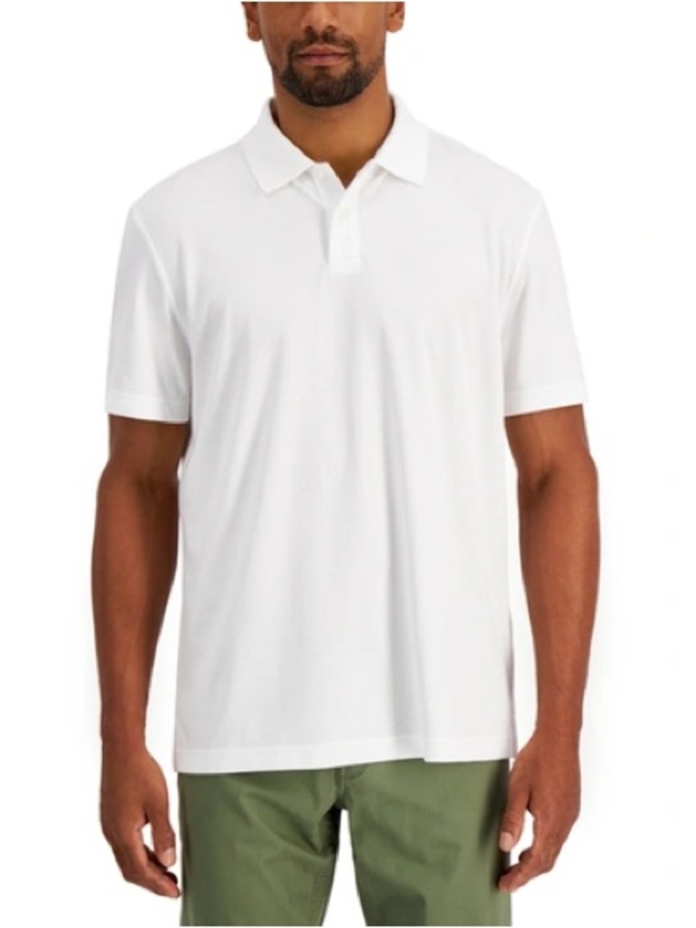 Alfani White Short Sleeve Polo - Classic Collared Men's Shirt
